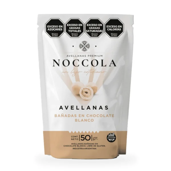 Avellanas bañadas con Chocolate blanco x 50g Noccola