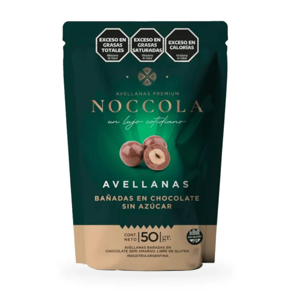 Avellanas bañadas con Chocolate semiamargo x 50g Noccola